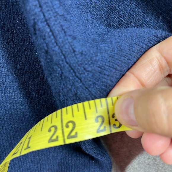 M&S Sweater Mens Large Blue Extra Fine Lambswool V-Neck Knit Preppy - Picture 10 of 11